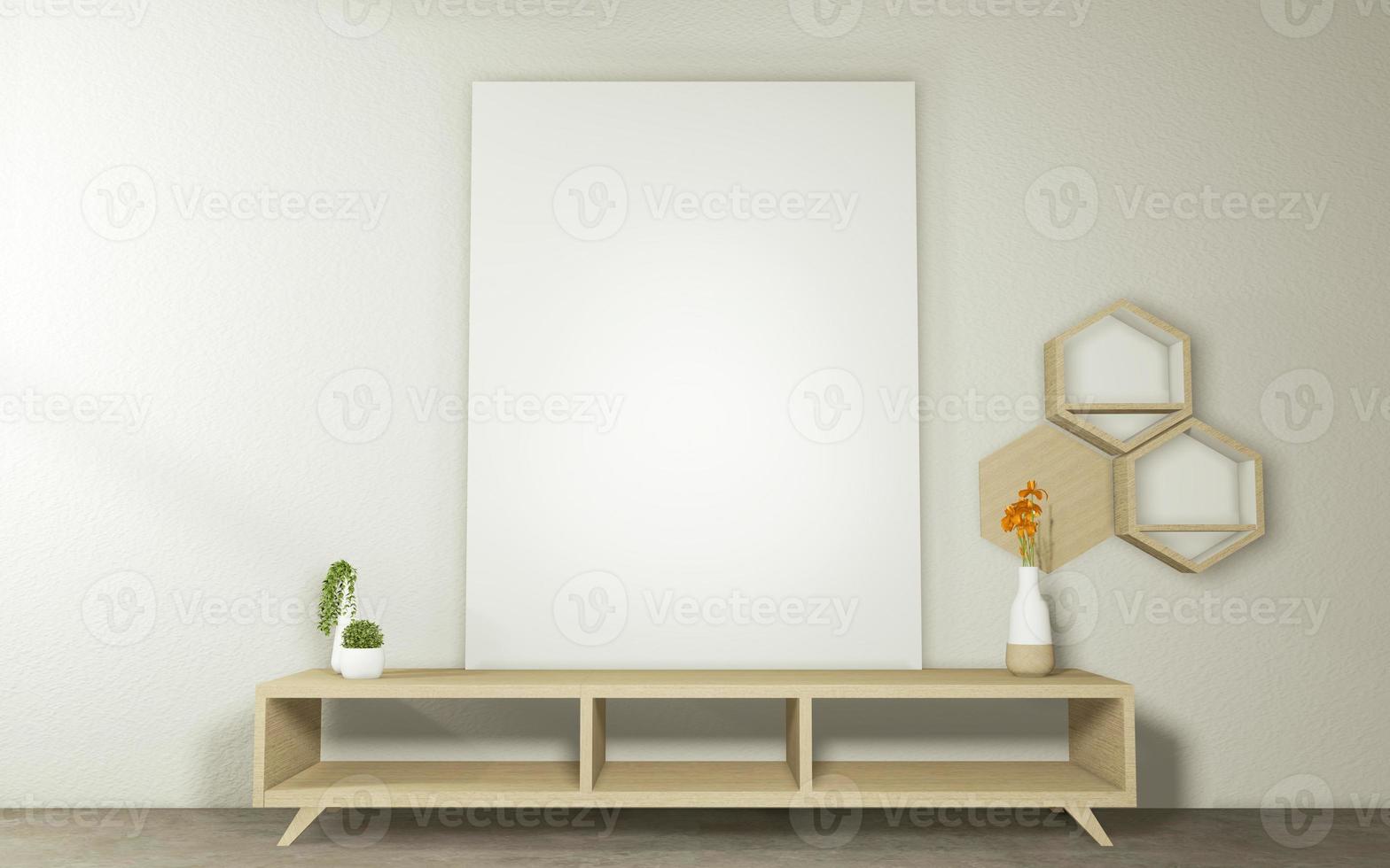 Schrank moderner leerer Raum, minimalistisches Design im japanischen Stil. 3D-Rendering foto