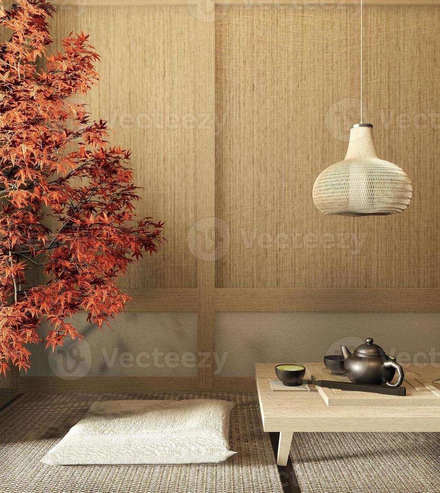 Interieur Mock-up Zimmer im chinesischen Stil. 3D-Rendering foto