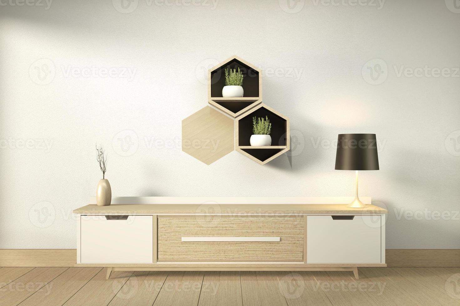 TV-Schrank im modernen leeren Raum Japanisch - Zen-Stil, minimale Designs. 3D-Rendering foto