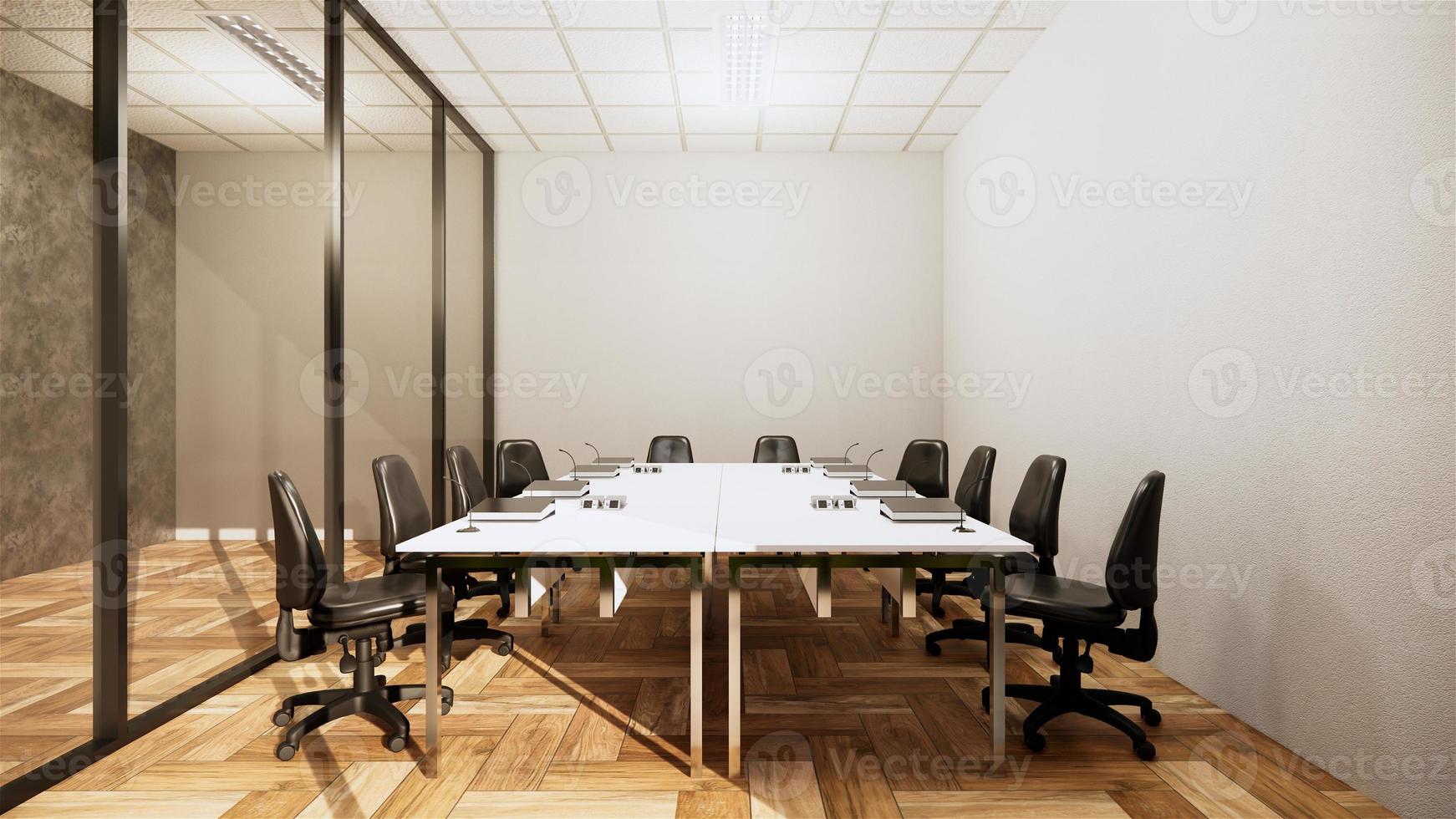 Bürogeschäft - schöner Sitzungssaal und Konferenztisch im modernen Stil. 3D-Rendering foto