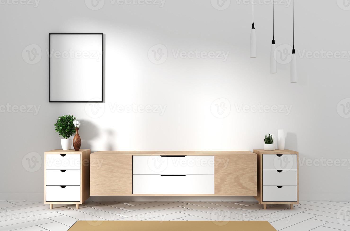 TV-Schrank im modernen leeren Raum Japanisch - Zen-Stil, minimale Designs. 3D-Rendering foto