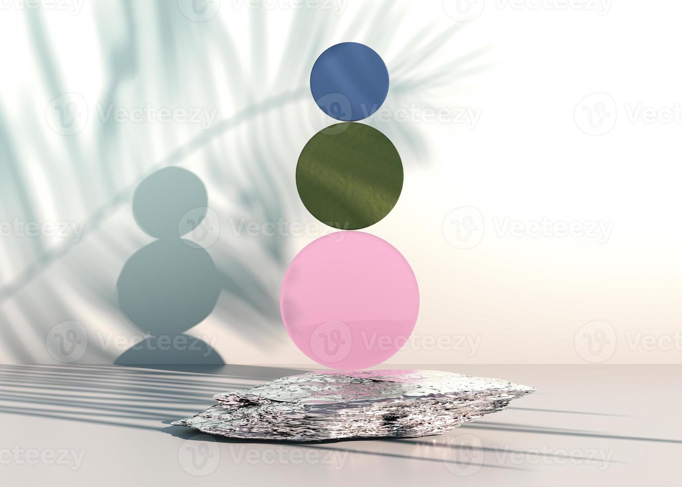 Steinpodest auf pastellfarbenem Hintergrund, für Produktpräsentation, leer für Mockup-Design. 3D-Rendering. foto