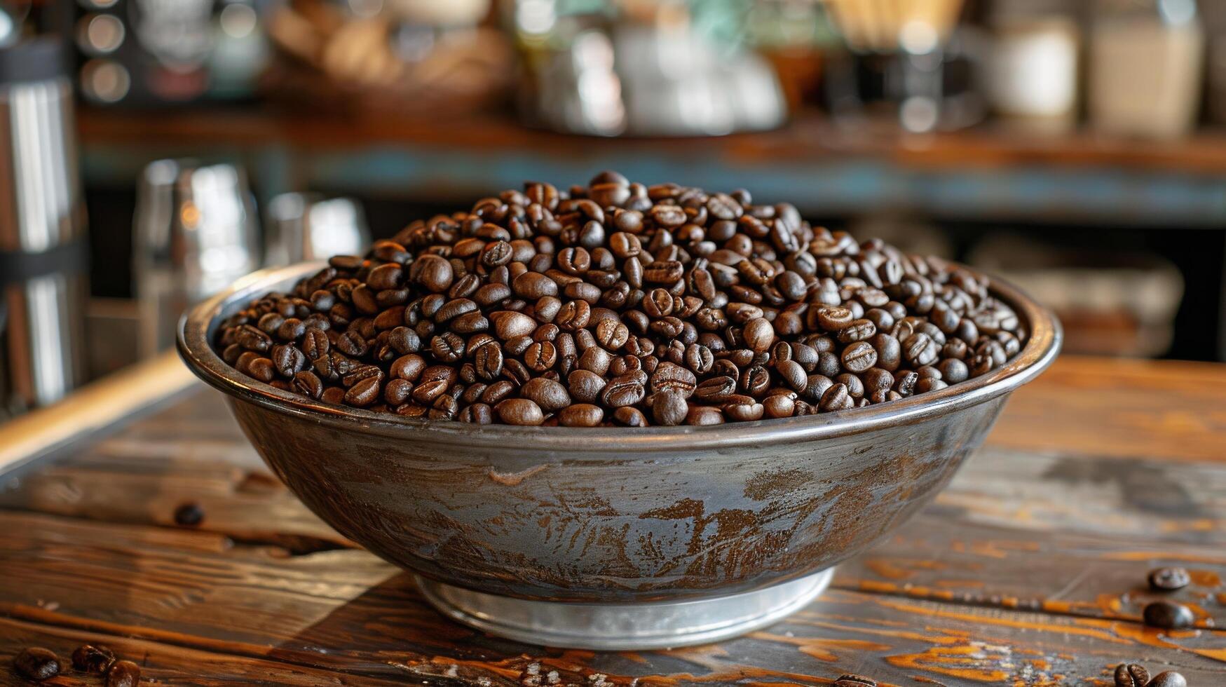 Schüssel von Kaffee Bohnen auf Tabelle foto