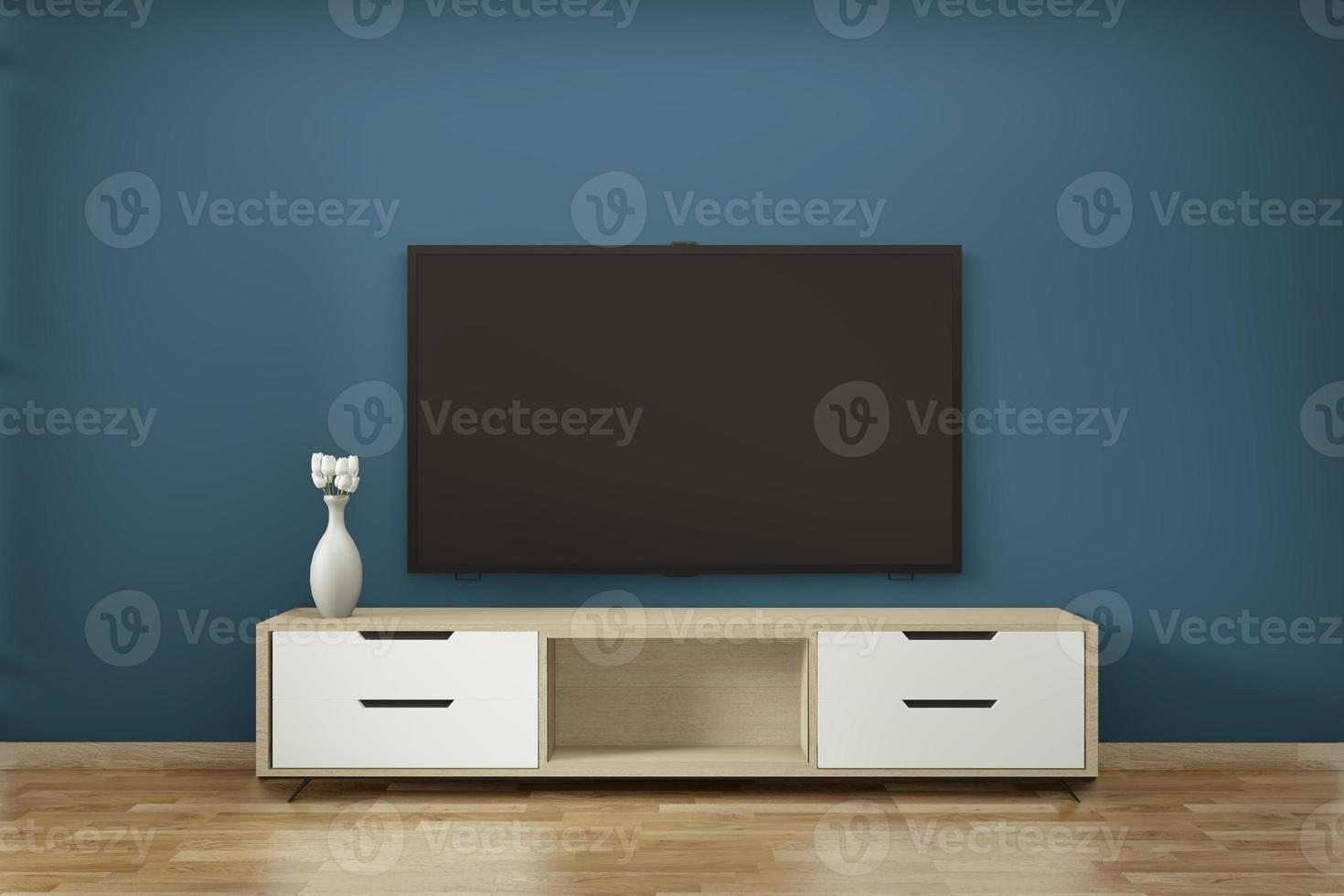 TV-Schrank in Zen modernes leeres Zimmer janapese minimale Designs, 3D-Rendering foto