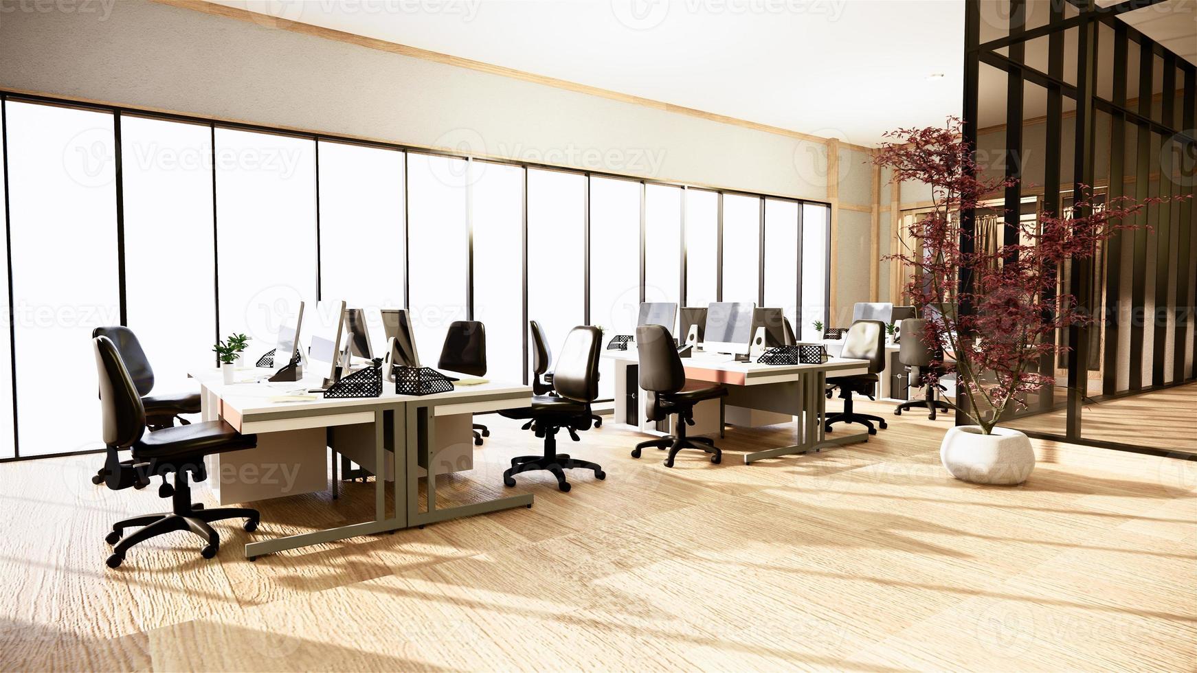 Bürogeschäft - schöner japanischer Besprechungsraum und Konferenztisch im modernen Stil. 3D-Rendering foto