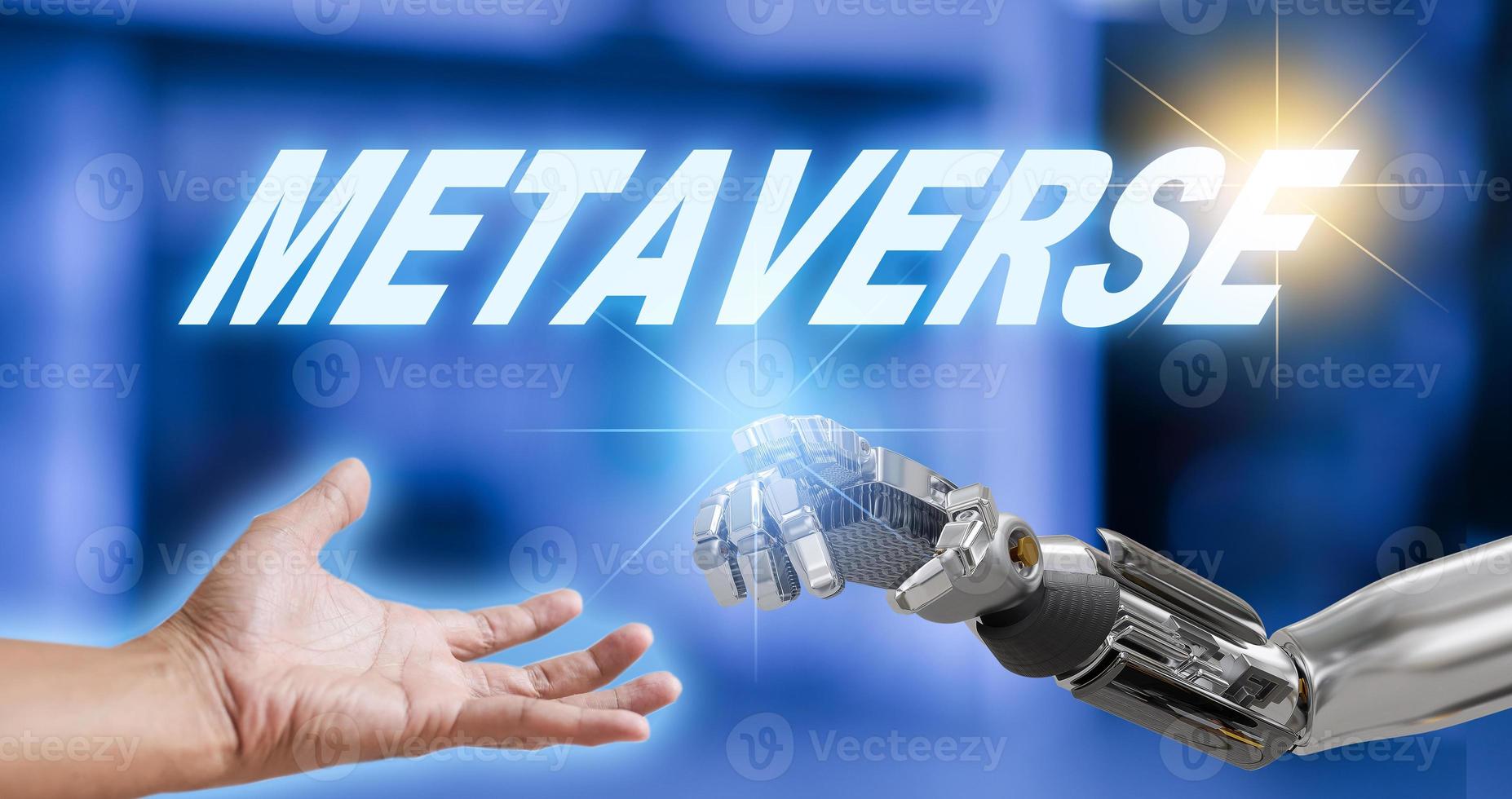 Roboter-Community-Metaverse für VR-Avatar-Reality-Spiel virtuelle Realität von Menschen Blockchain verbinden Technologieinvestitionen, Geschäftslebensstil foto