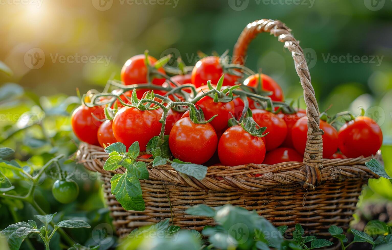 frisch organisch Kirsche Tomaten im Korb foto