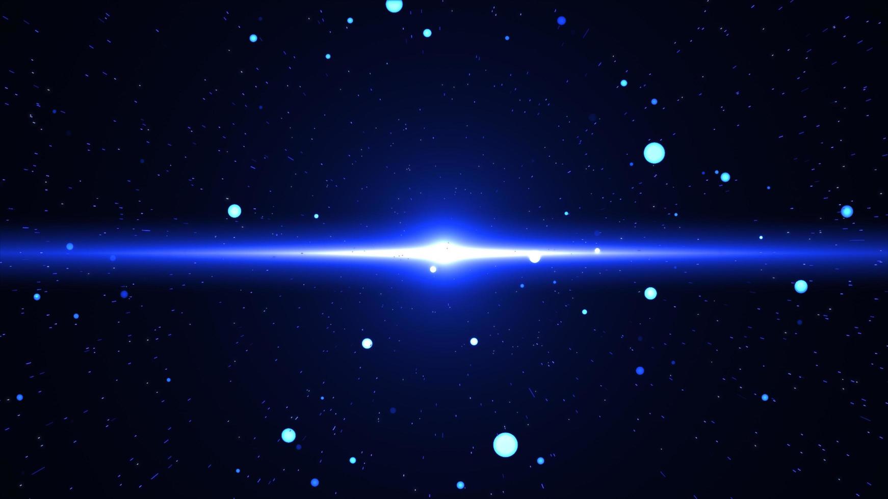 blaues Glühen schwebende Partikel und Flare Space Hintergrund foto
