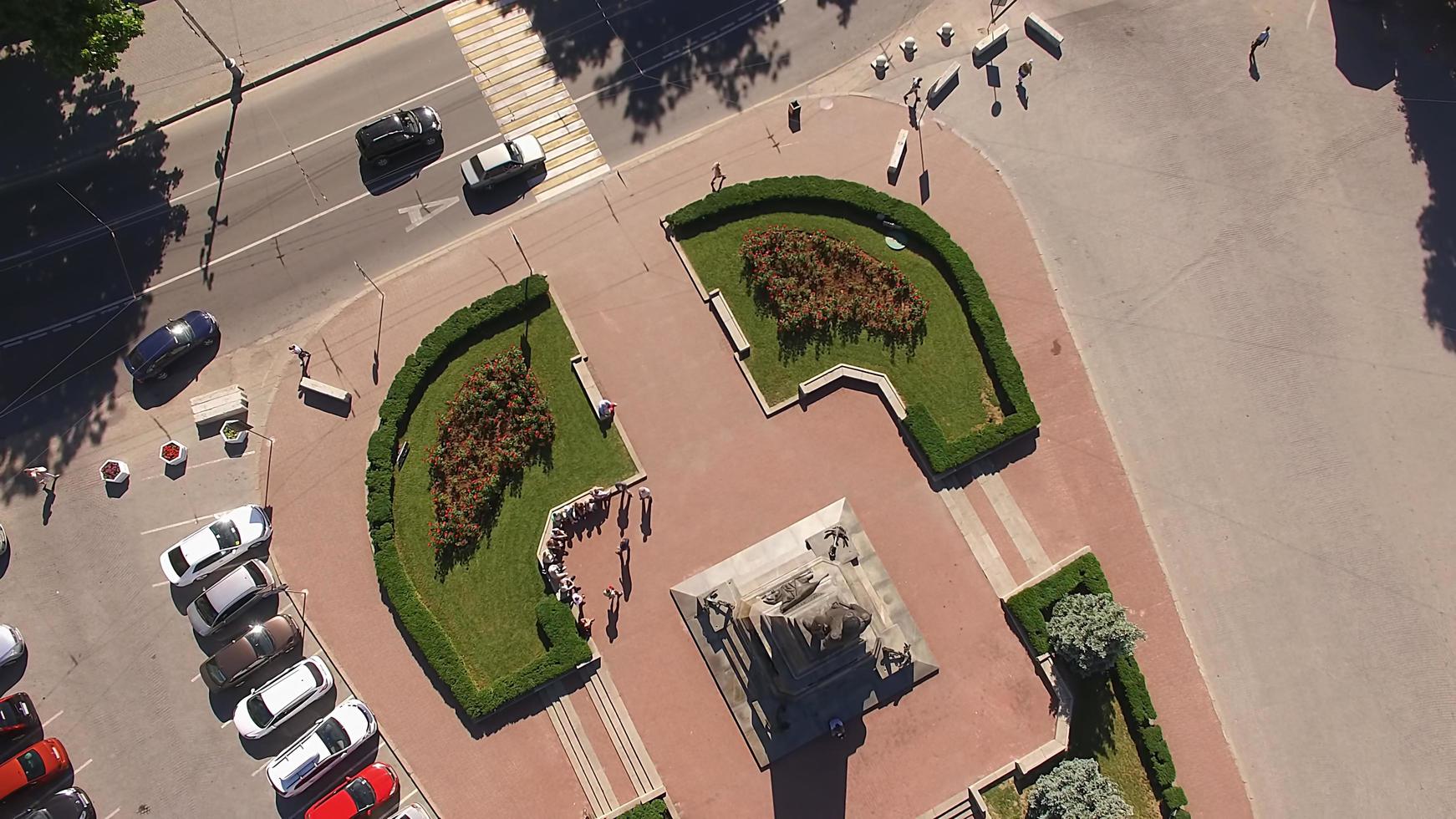 Blick von oben auf den Nachimow-Platz in Sewastopol. Antenne foto