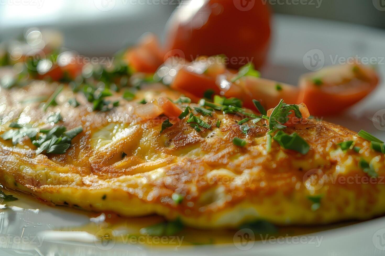 Omelett auf ein Teller auf ein Marmor Hintergrund. foto
