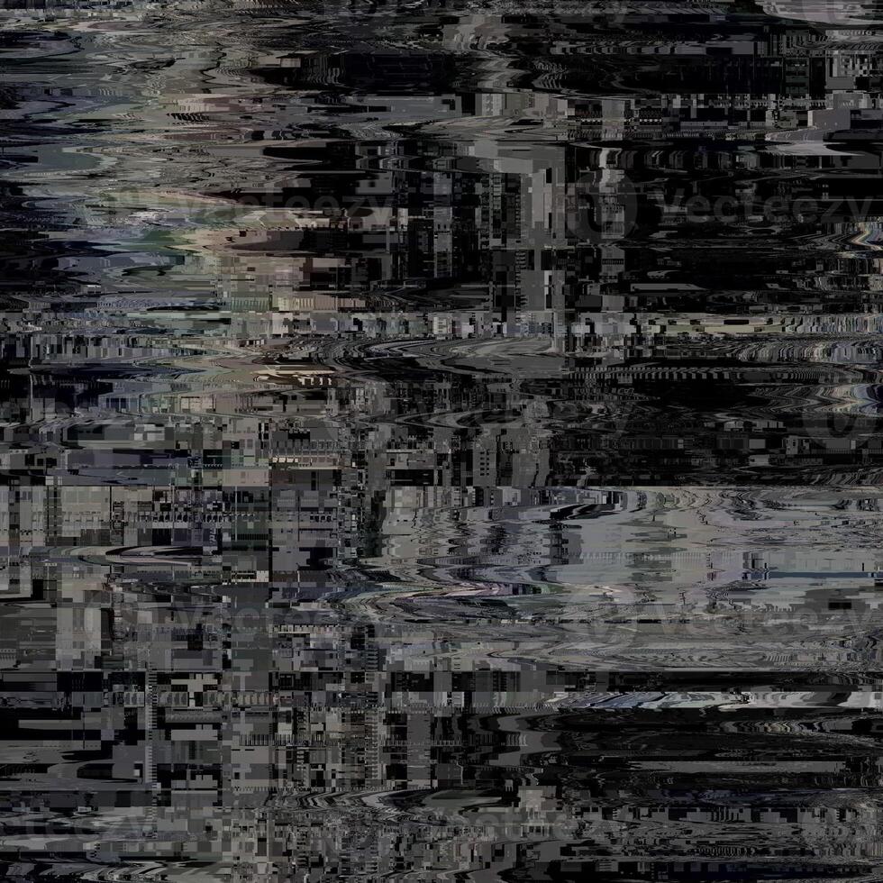 Schwarzer einzigartiger Glitch strukturiertes Signal abstrakter abstrakter Pixel-Glitch-Fehler foto