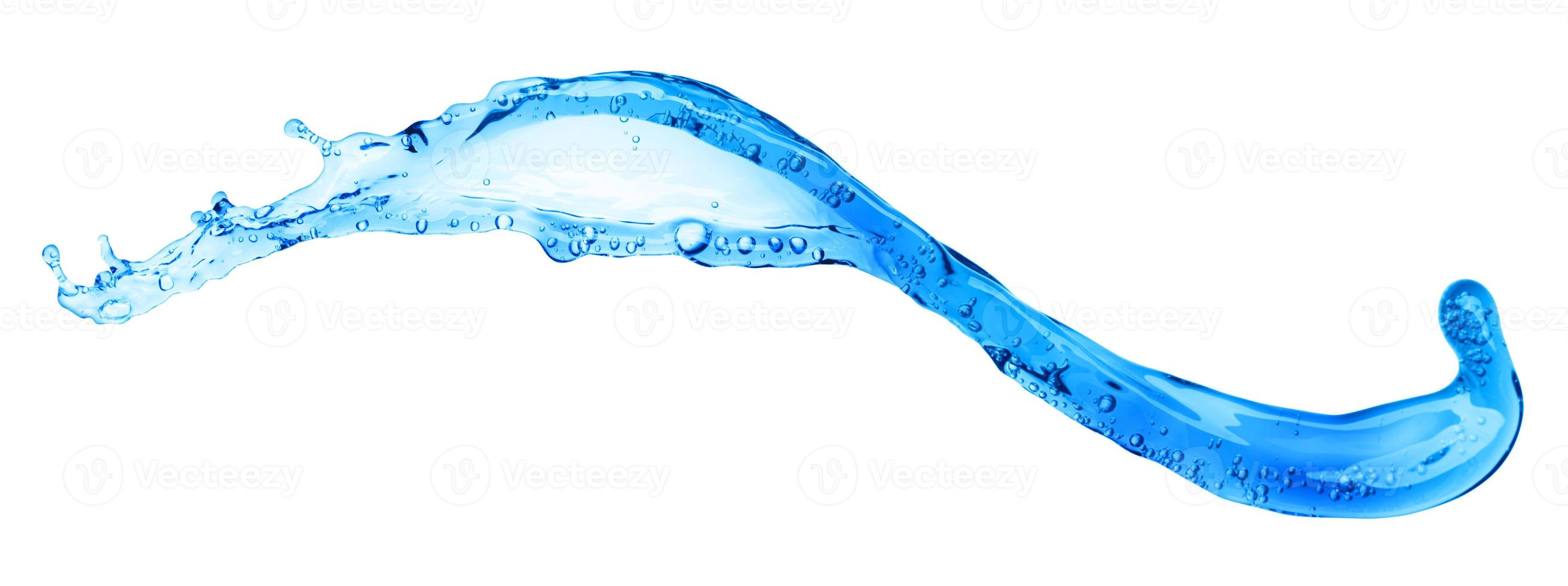 hellblaue transparente Wasserwellenoberfläche mit Spritzblase auf Wasserweiß. foto