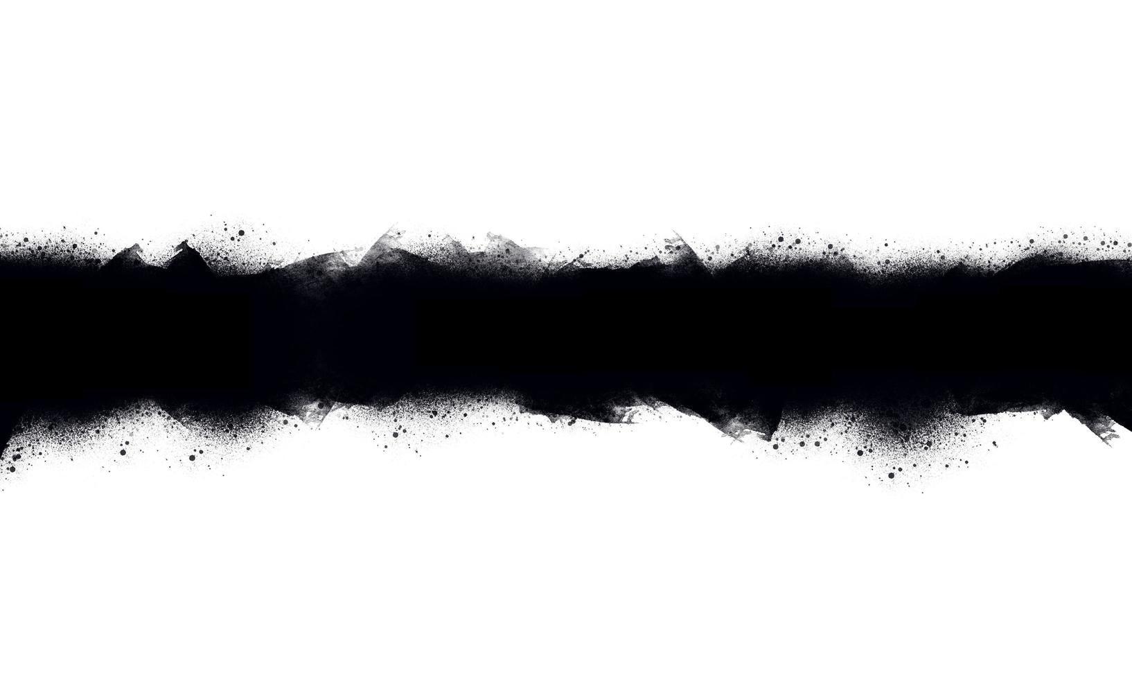 die abstrakte schwarze Leerzeichenlinie der Tinte, die auf einem weißen Hintergrund gesprüht wird. die Grunge-Pinsel-Kollektion für kreatives Street-Design. foto