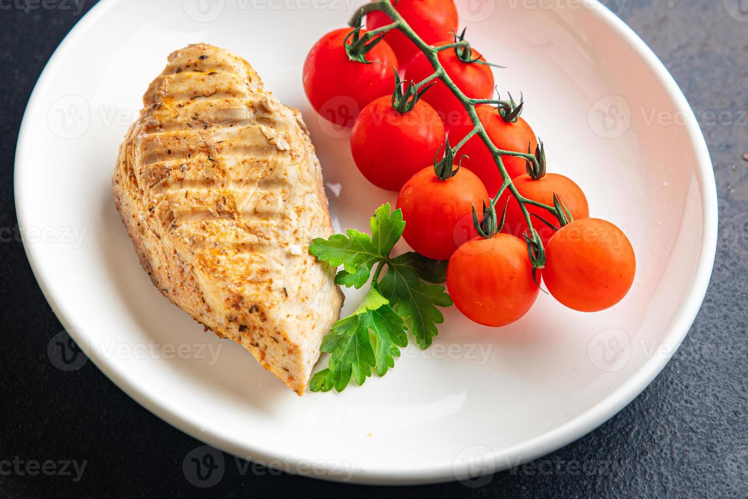 gegrillte Hähnchenbrust Diätmenü Mahlzeit foto