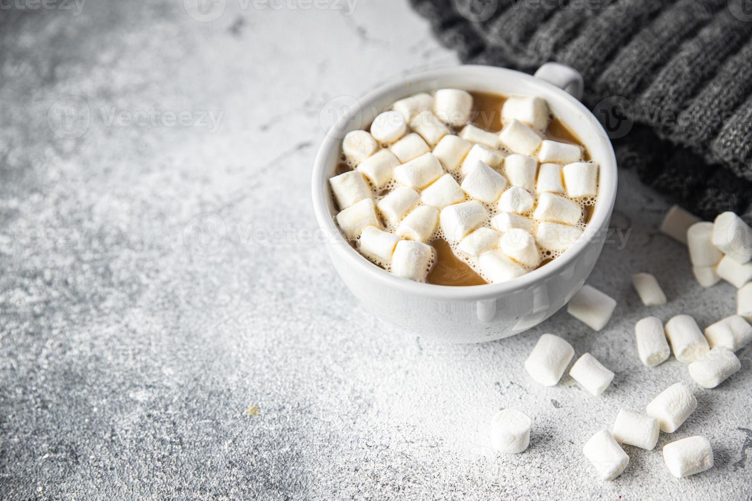 heiße Schokolade Marshmallow Kakao oder Kaffee Heißgetränk foto