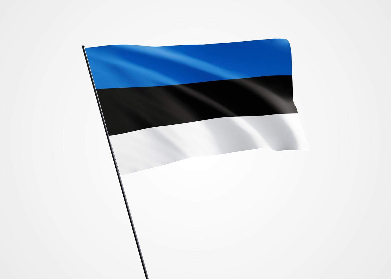 Estland fliegt hoch im isolierten Hintergrund. 24. februar Unabhängigkeitstag Estlands. Weltnationalflaggensammlung der Illustration 3d foto