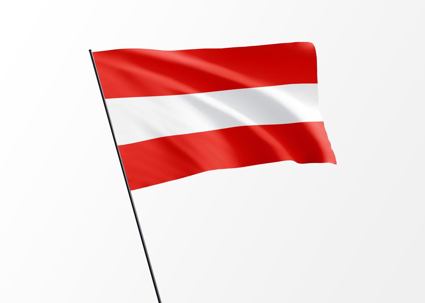 Österreich-Flagge hoch fliegen im isolierten Hintergrund Österreich-Unabhängigkeitstag. Weltnationalflaggensammlung der Illustration 3d foto