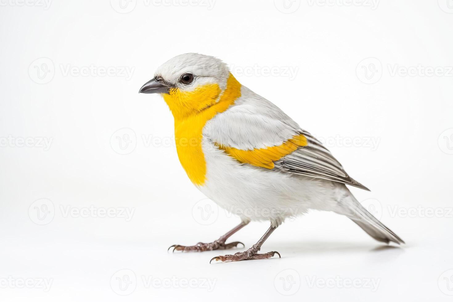 Weiß und Gelb Vogel auf Weiß Hintergrund foto