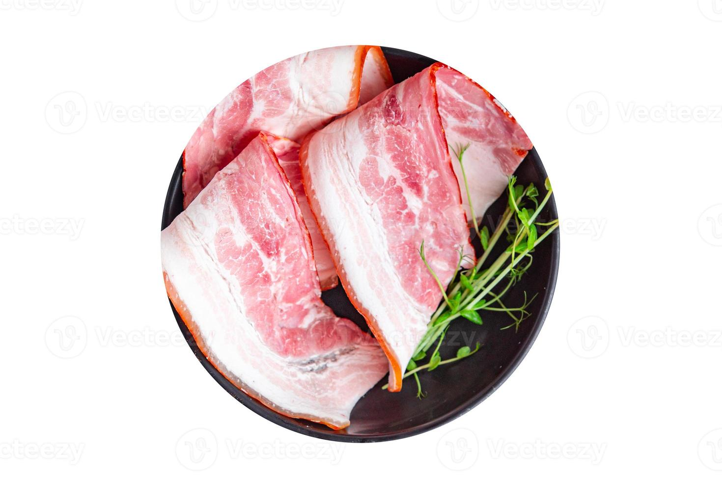 Scheiben Speck frischer Bauch Schweinefleisch Stück Fleisch Essen Hintergrund foto