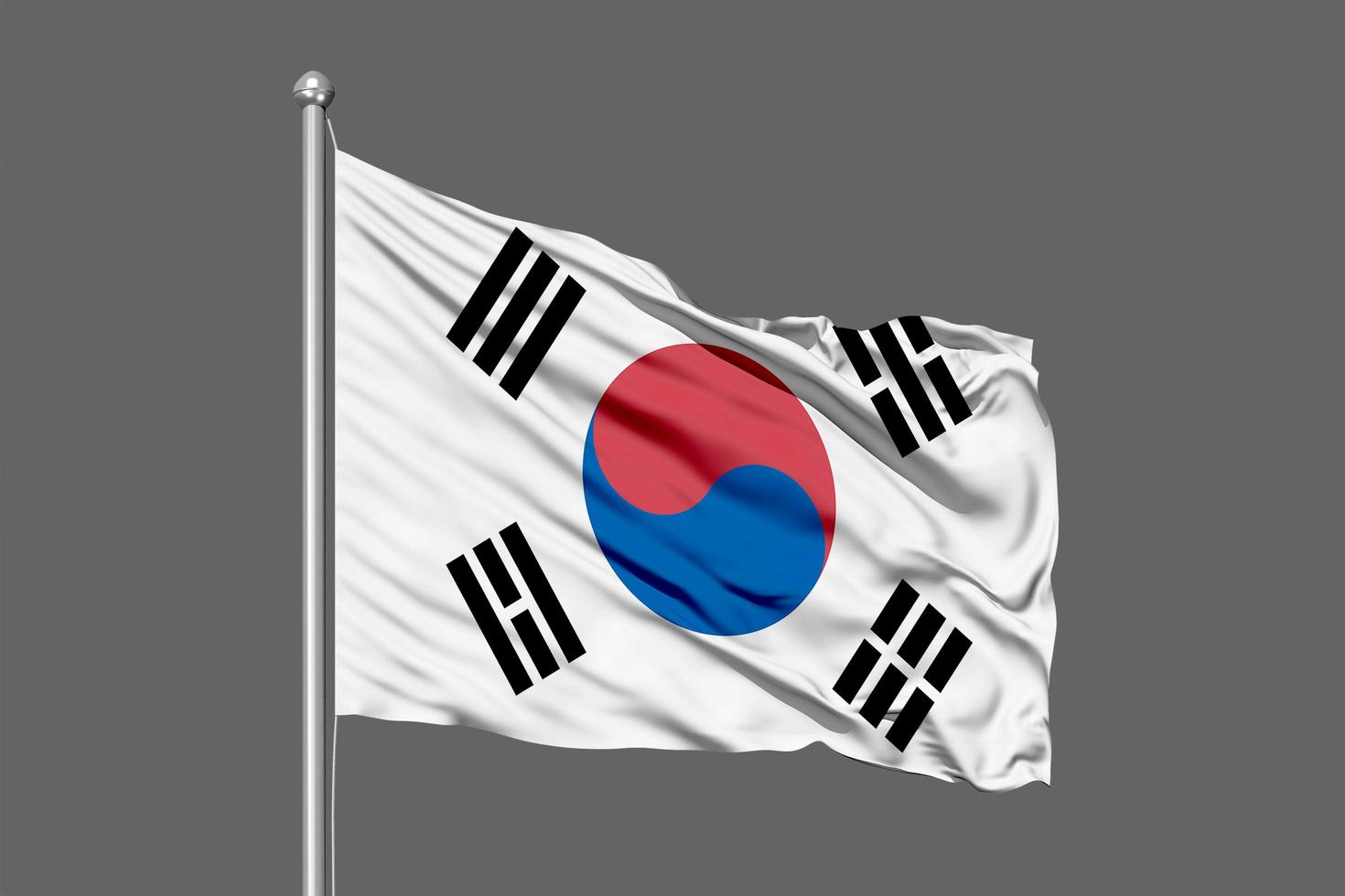 Südkorea wehende Flagge Illustration auf grauem Hintergrund foto