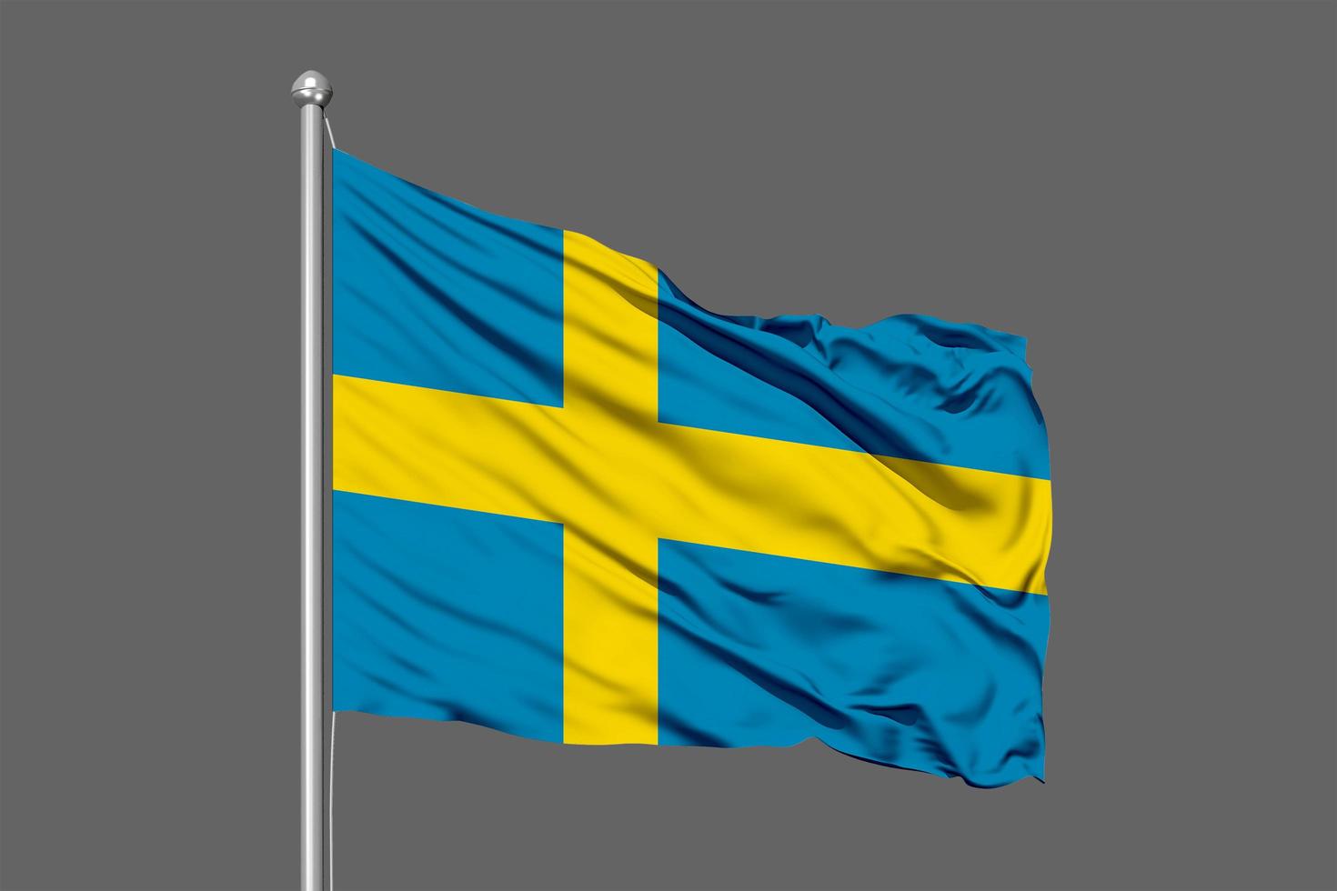 Schweden wehende Flagge Illustration auf grauem Hintergrund foto