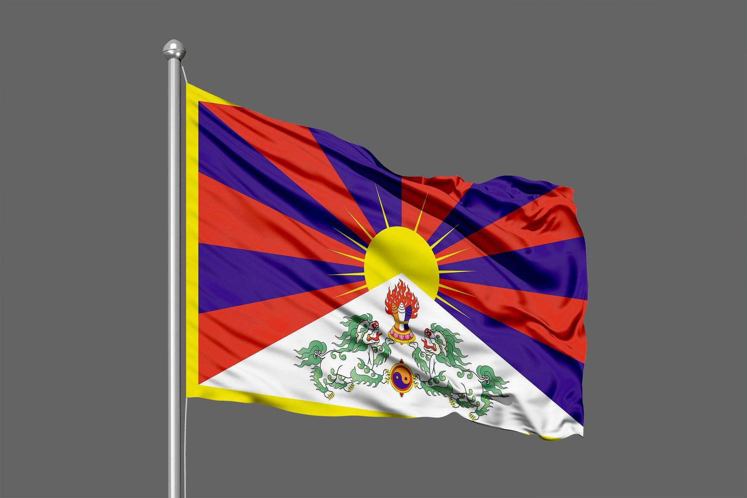 tibet wehende flagge abbildung auf grauem hintergrund foto