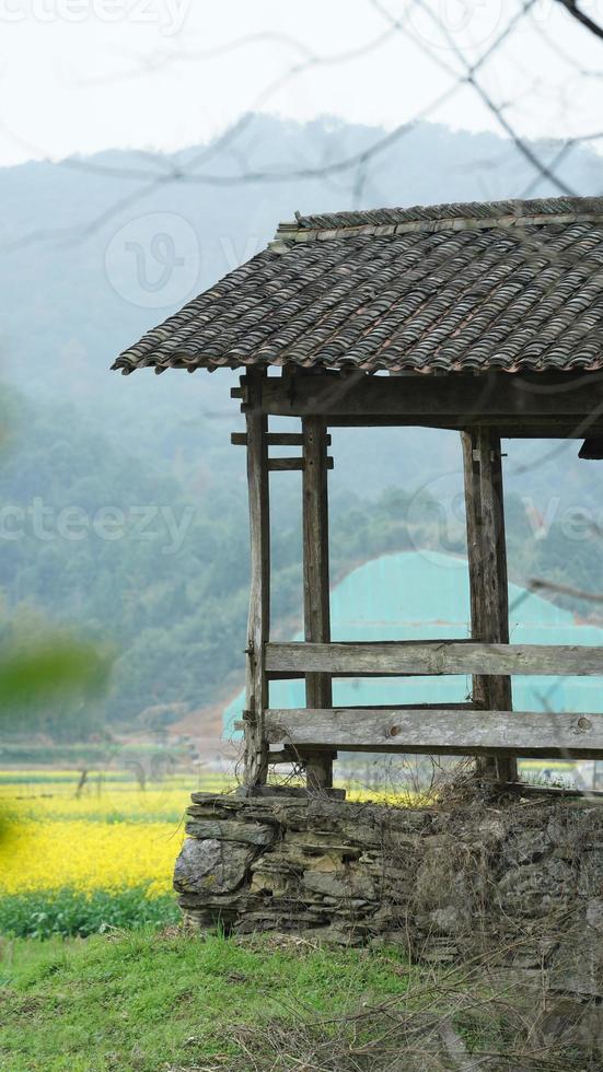 die alte gewölbte steinbrücke, die vor vielen jahren in der landschaft des chinas gebaut wurde foto