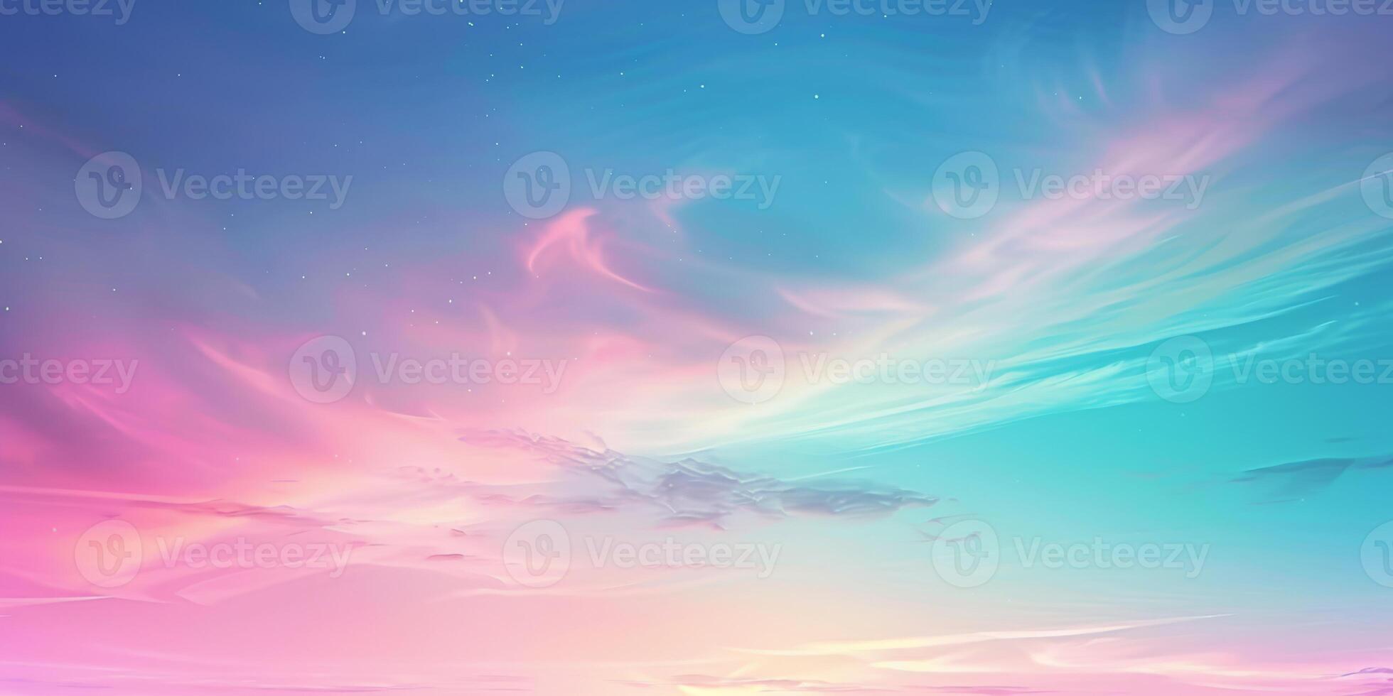 diese atemberaubend Gradient Himmel Bild Vitrinen beschwingt Pastell- Farbtöne von Blau, lila, und Rosa während ein schön Sonnenuntergang foto