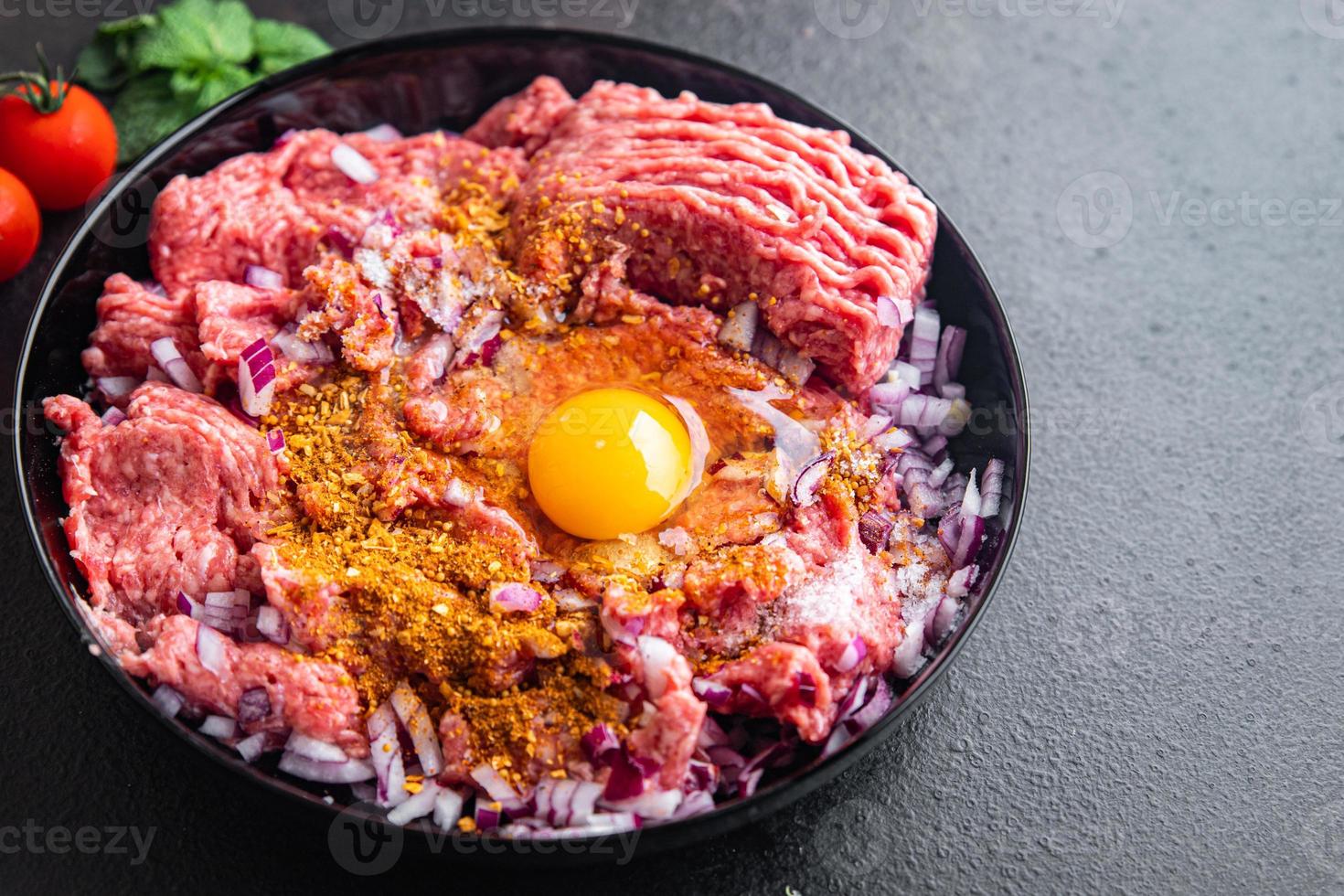 frisches Hackfleisch gemahlen gesunde Mahlzeit Hintergrund foto