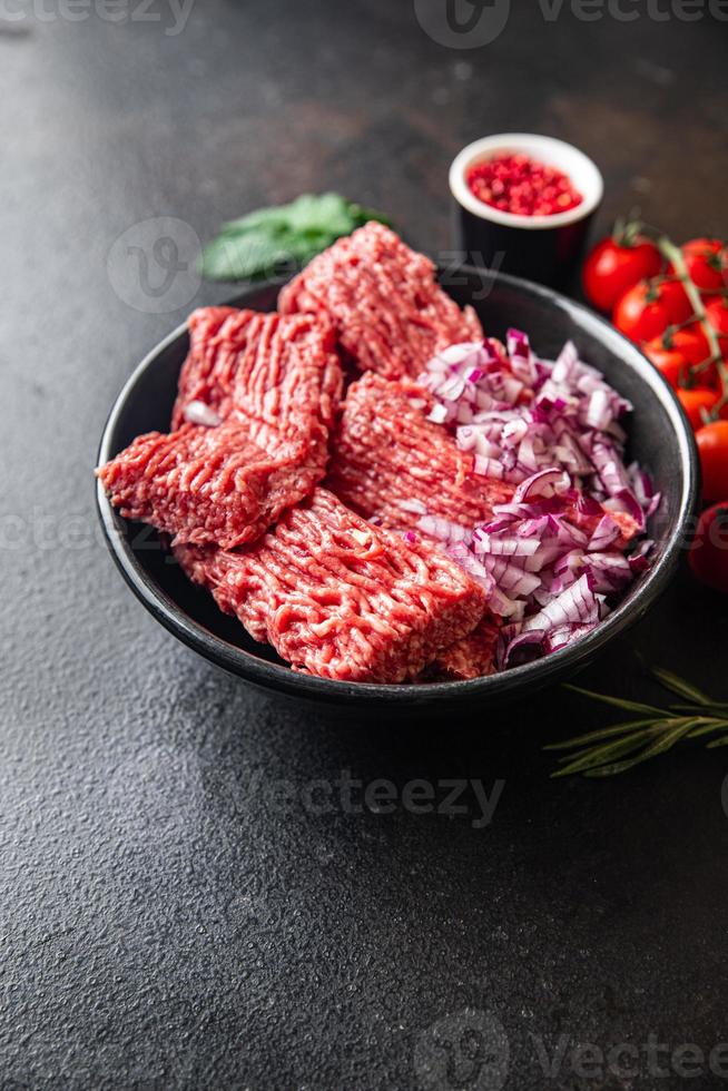 frisches Hackfleisch gemahlen gesunde Mahlzeit Hintergrund foto