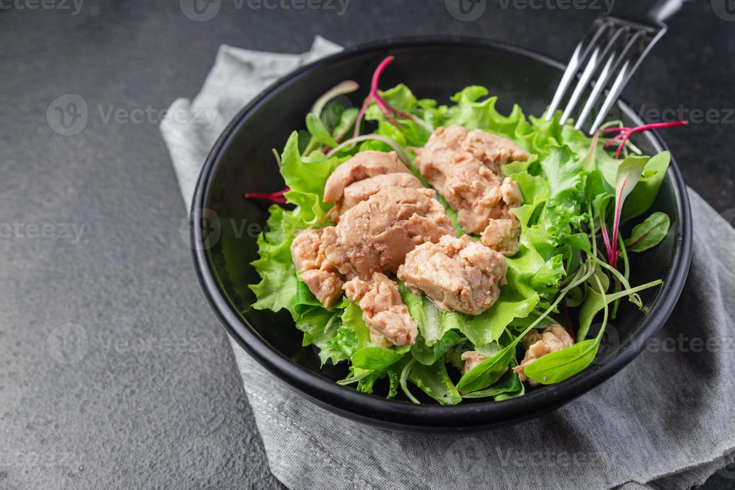 Salat Dorschleber Meeresfrüchte Mahlzeit Snack Hintergrund foto