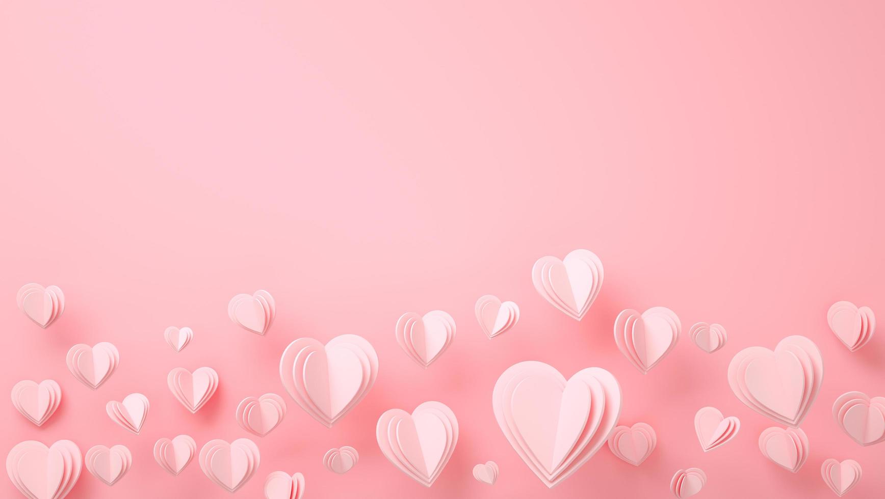 Papierherzen Valentinstag - 3D-Render romantische Karte - Hintergrund, Liebe, Valentinstag, Hochzeit foto