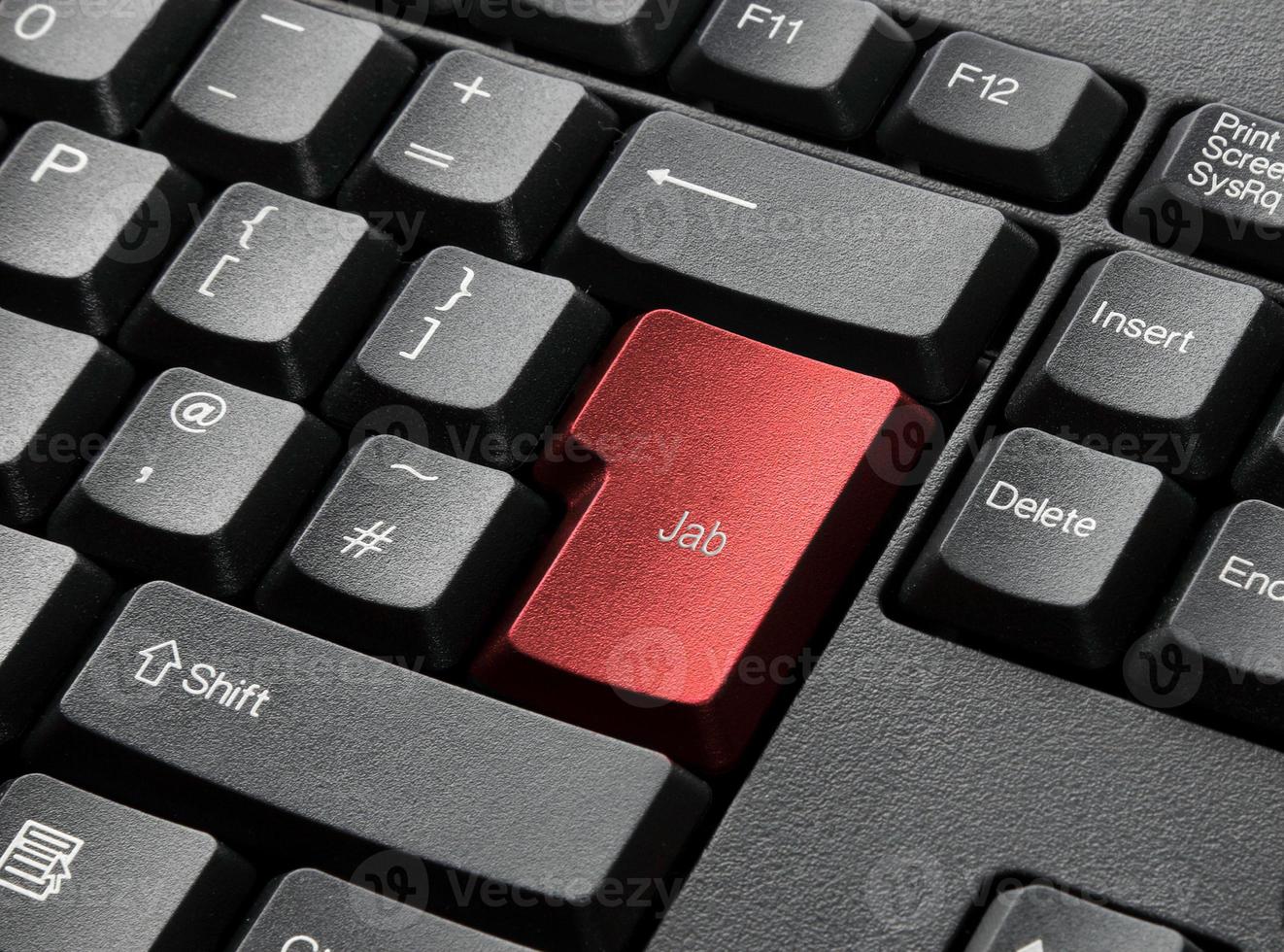 eine schwarze Tastatur mit roter Jab-Taste foto