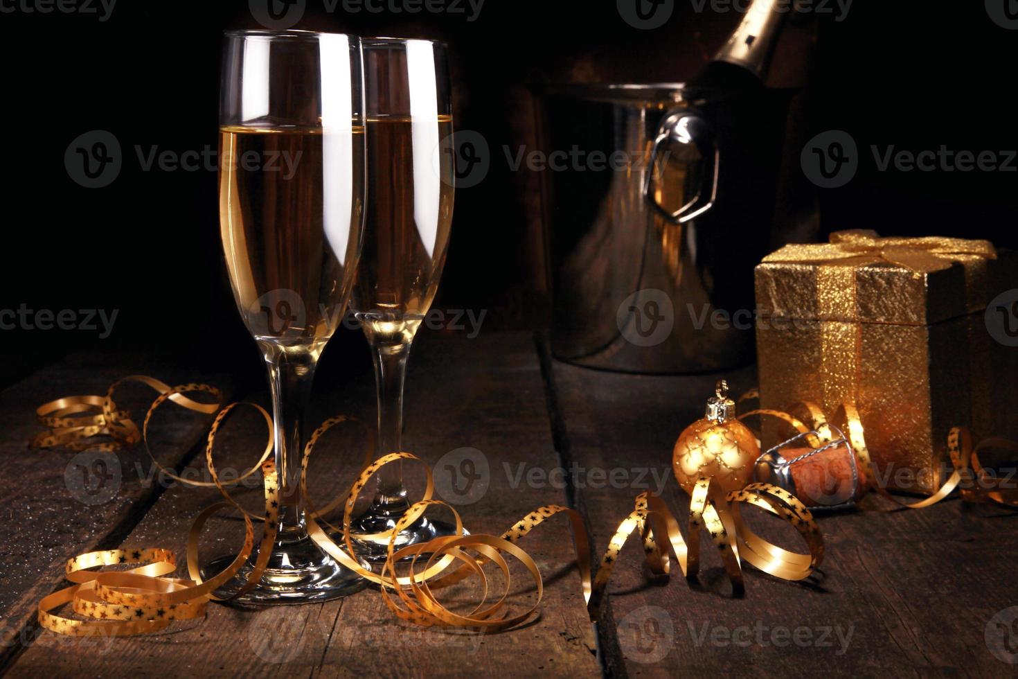 Silvesterfeier Hintergrund mit Champagner foto