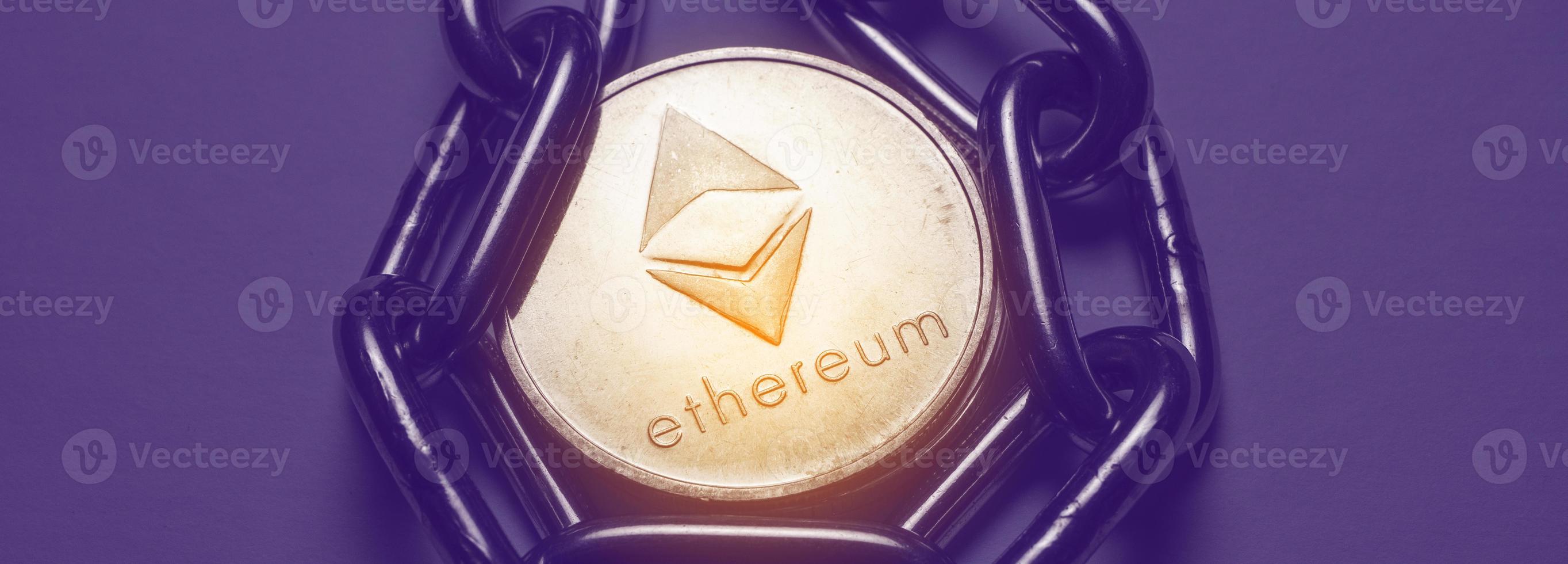 Nahaufnahme von Ethereum-Kryptowährung foto