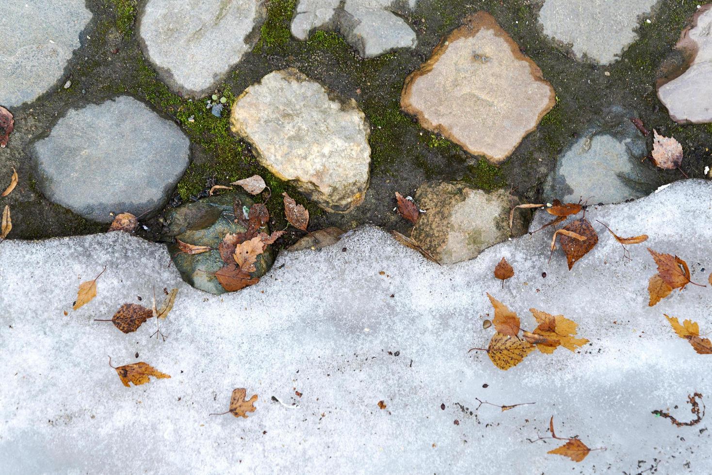 die Beschaffenheit von Stein und Schnee. foto
