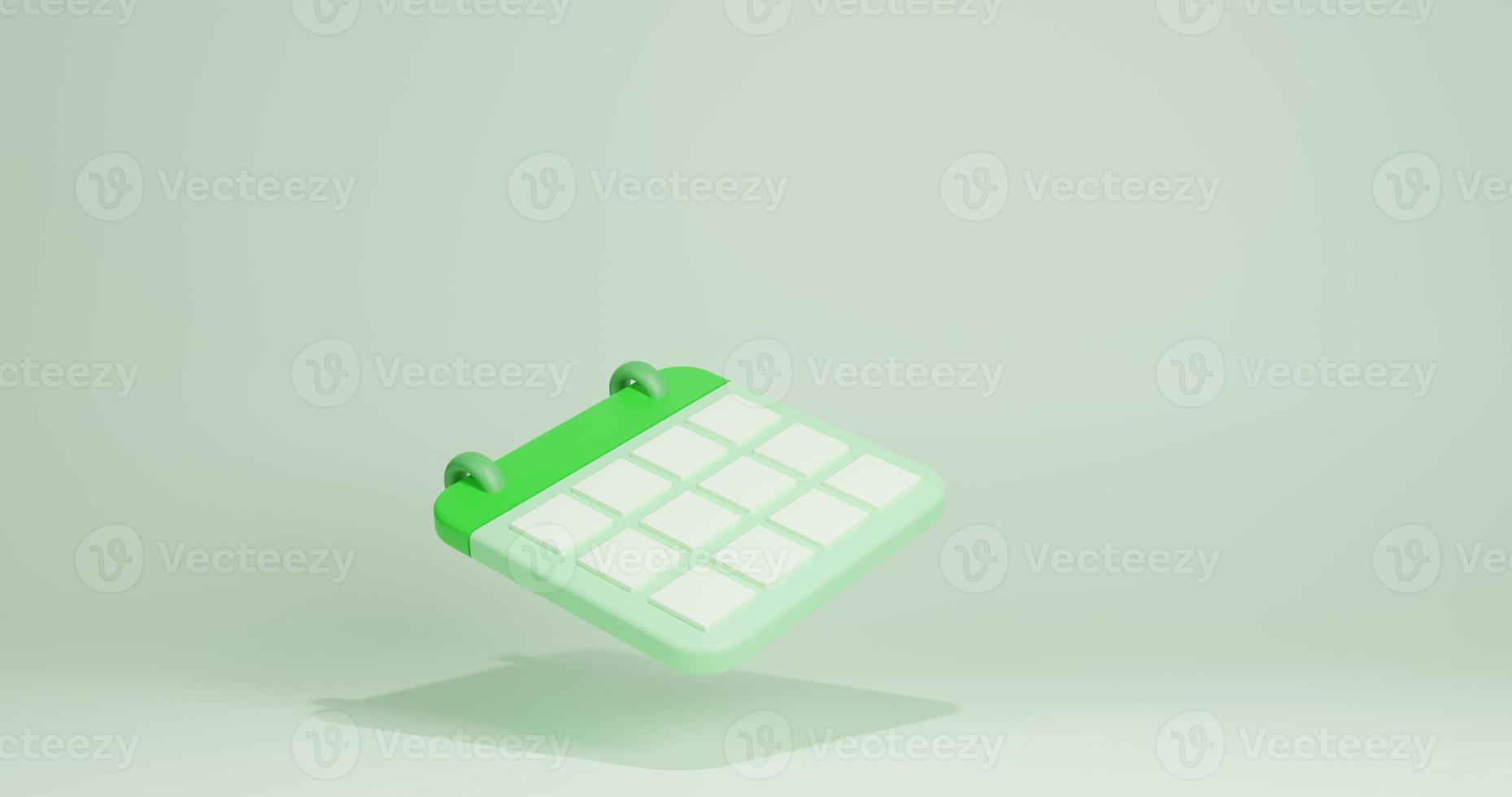 3D-Render-Darstellungs-Organisator-Kalender grün foto