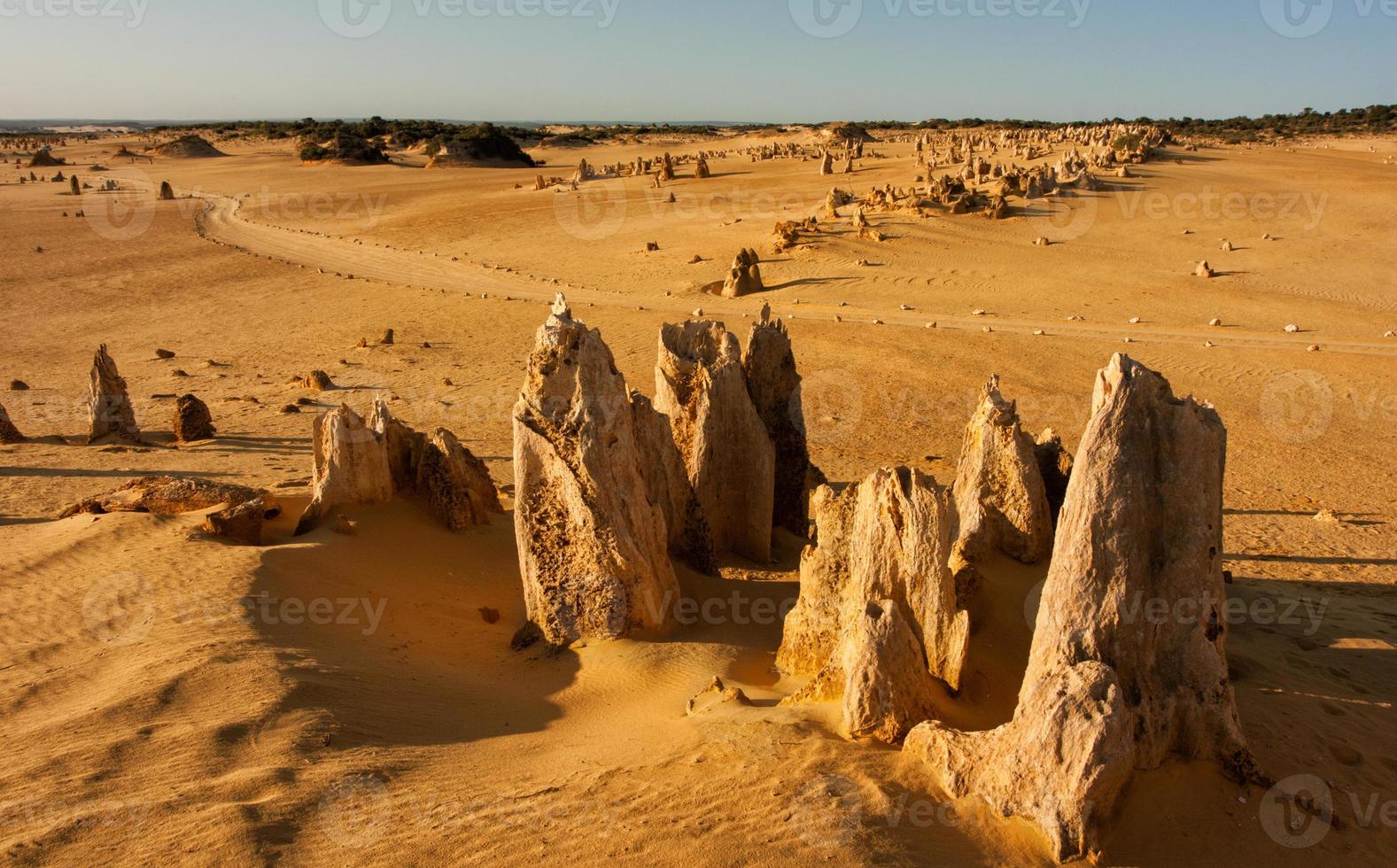 die gipfel des nambung nationalparks sind erstaunliche natürliche kalksteinstrukturen, von denen einige bis zu fünf meter hoch sind. West-Australien. foto