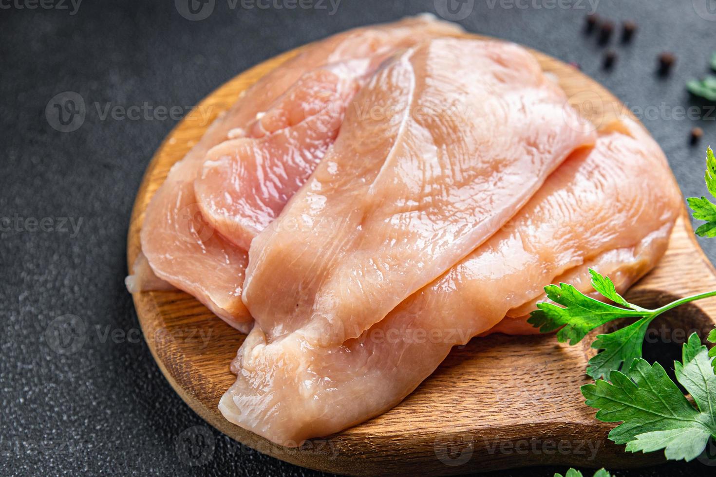 Hähnchenbrustscheiben Frischfleisch Geflügel Essen Hintergrund foto