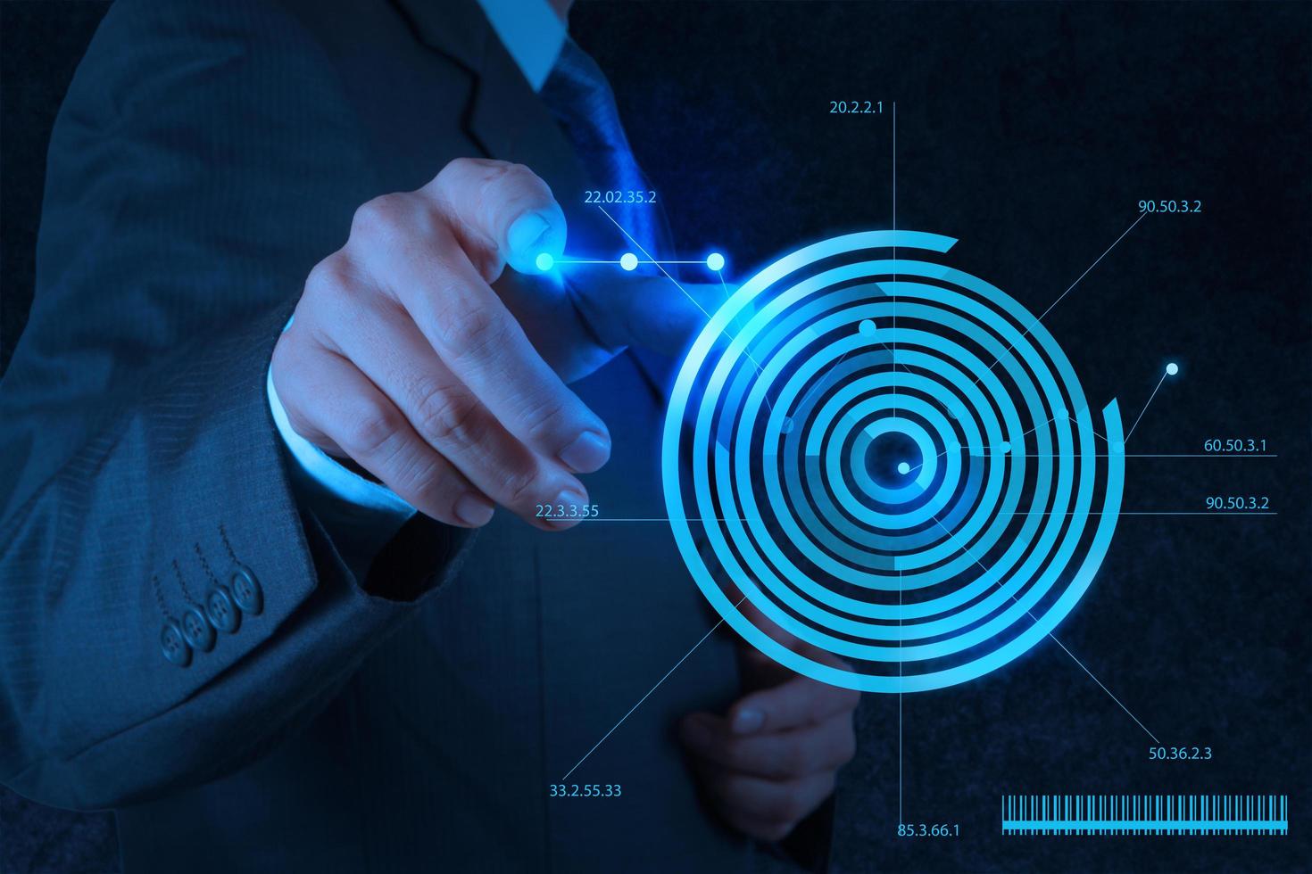 Geschäftsmann Handzeichnung virtuelles Diagrammgeschäft foto