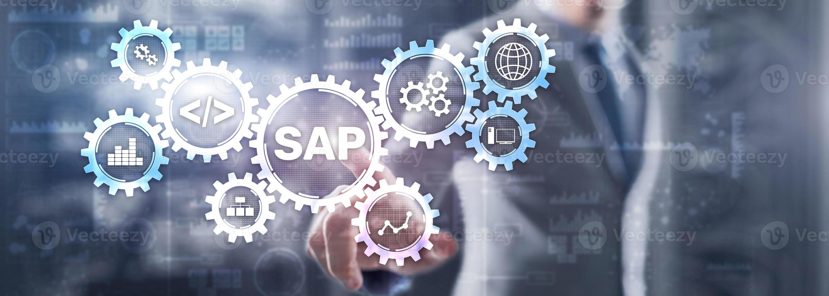 sap-Systemsoftware-Automatisierungskonzept auf virtuellem Bildschirm foto