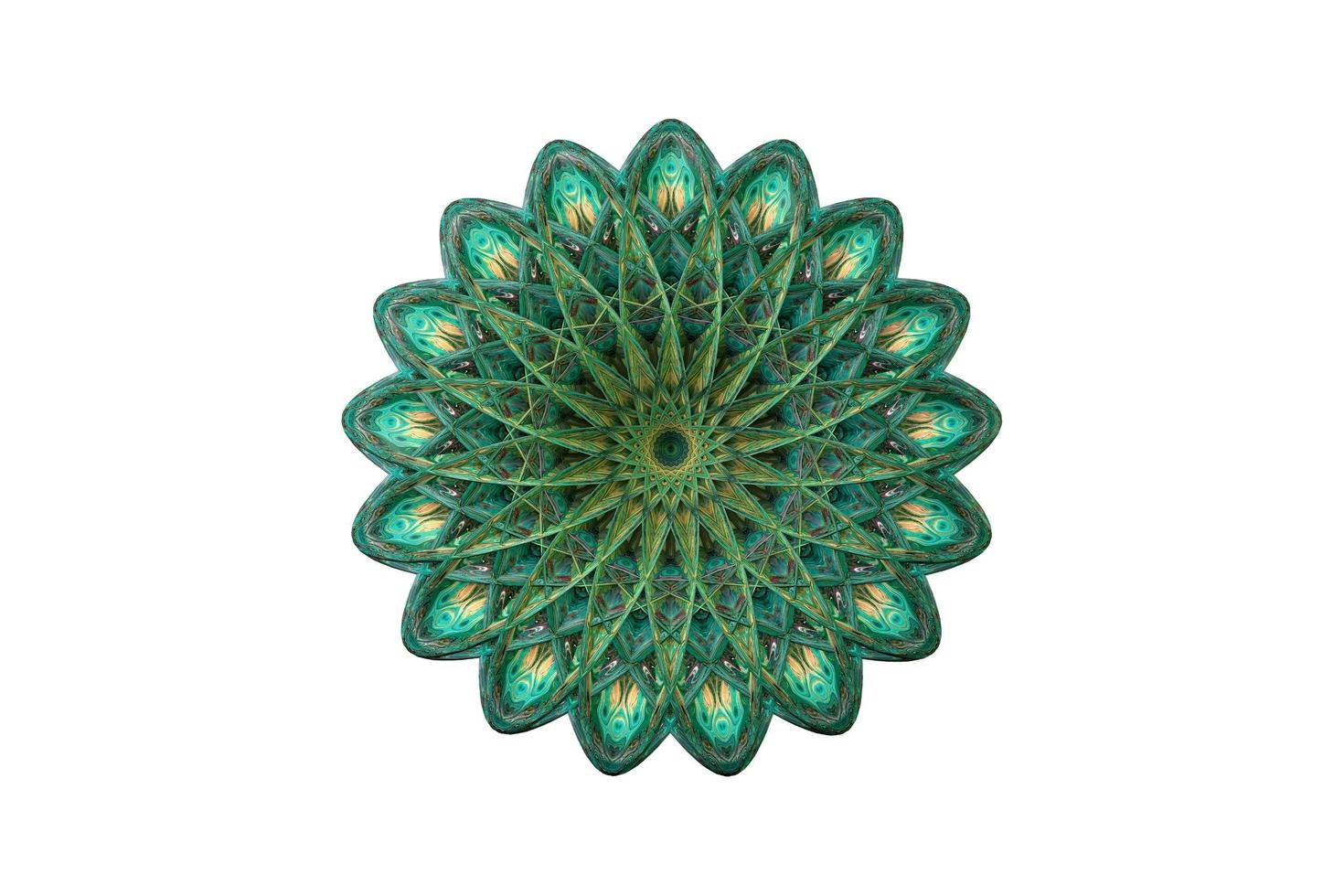 Abstraktes florales Vintage-Farbornament-Mandala 3D-Illustrationskonzept isoliert auf weißem Hintergrund foto