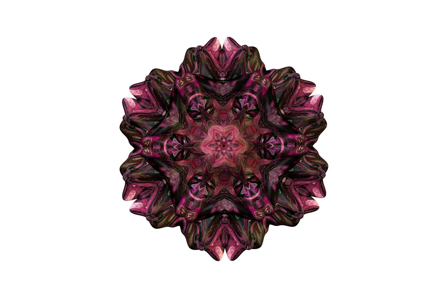 Abstraktes florales Vintage-Farbornament-Mandala 3D-Illustrationskonzept isoliert auf weißem Hintergrund foto
