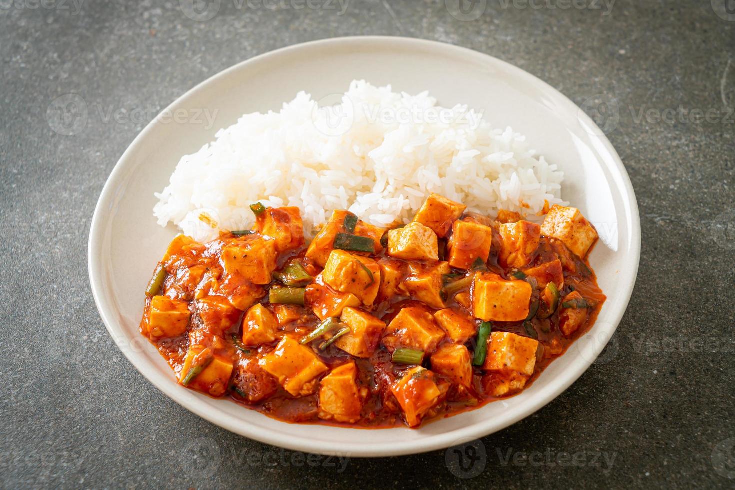 Mapo Tofu - das traditionelle Sichuan-Gericht aus Seidentofu und Rinderhackfleisch, gefüllt mit Mala-Geschmack aus Chiliöl und Sichuan-Pfefferkörnern. foto