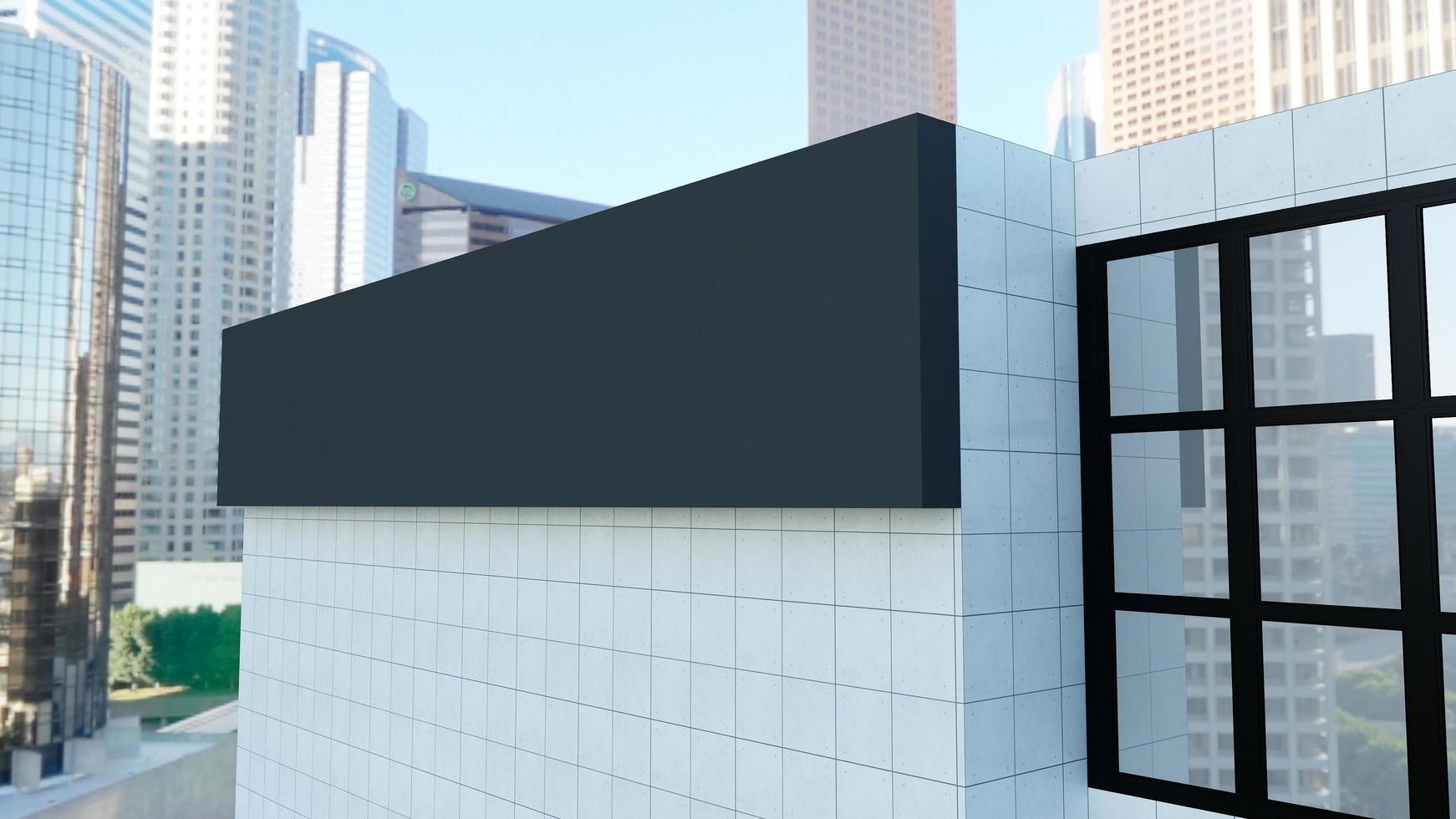 3D gerendertes Firmenlogo Mockup Schild Fassade Gebäude foto