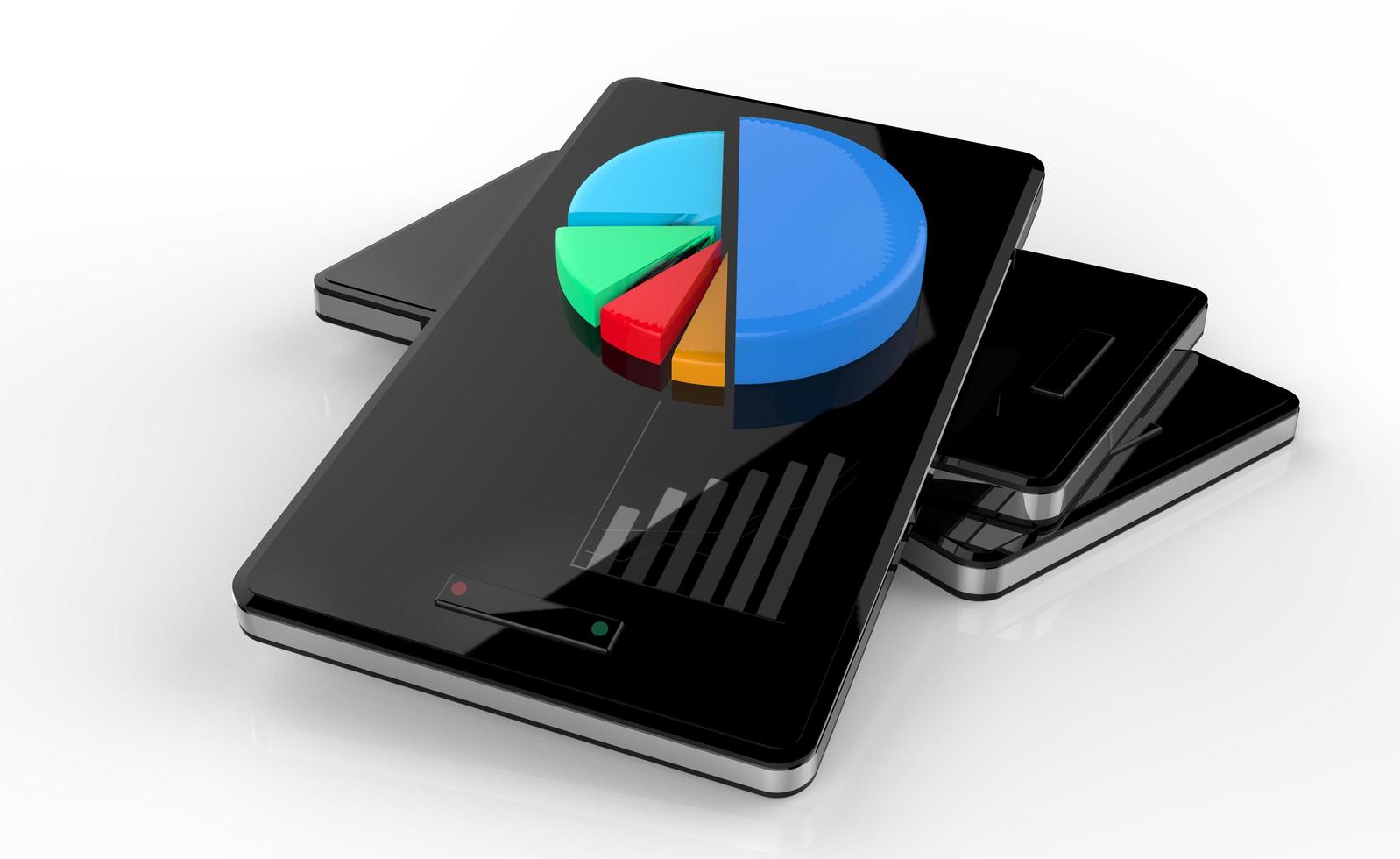 3D-Handy-Smartphone und Diagrammkuchen foto