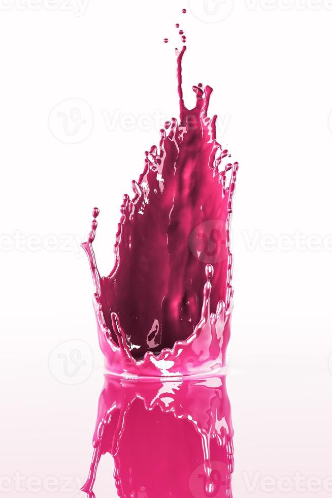 Der rosa Flüssigkeitsspritzer isoliert auf weißem Hintergrund, 3D-Rendering foto