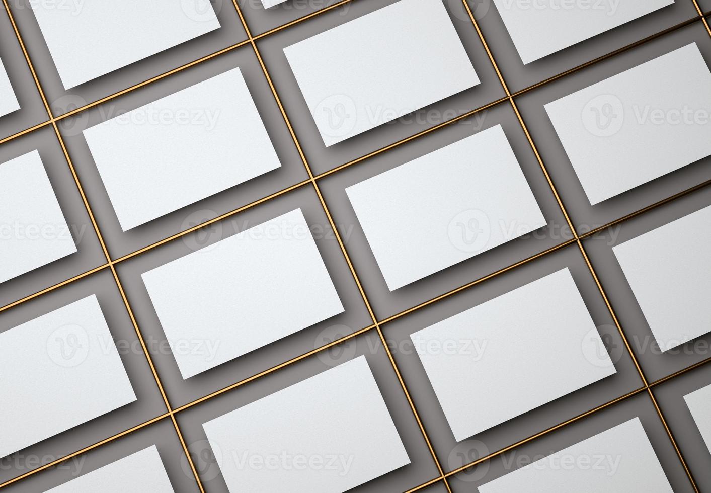 3D-Darstellung. leere weiße Visitenkarten-Designvorlage auf isoliertem schwarzem Hintergrund. Visitenkarten für den geschäftlichen und persönlichen Gebrauch. foto