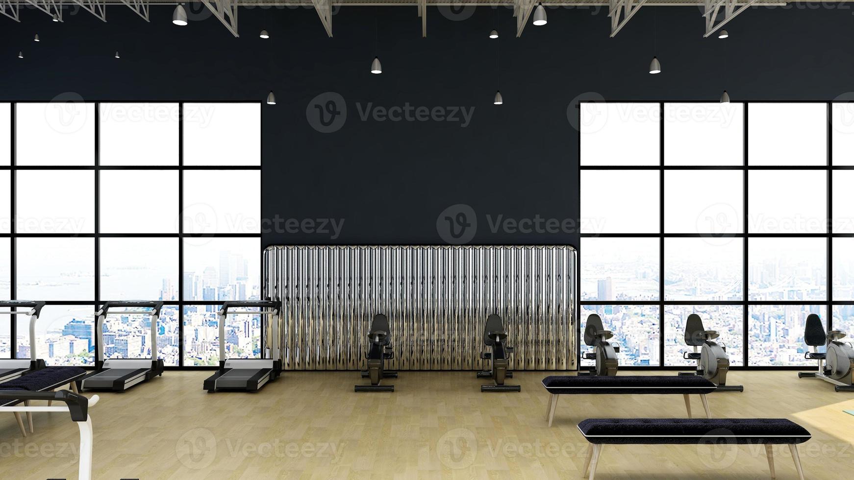 3D-Rendering Modernes Fitnessstudio Innenarchitektur Wandmodell foto