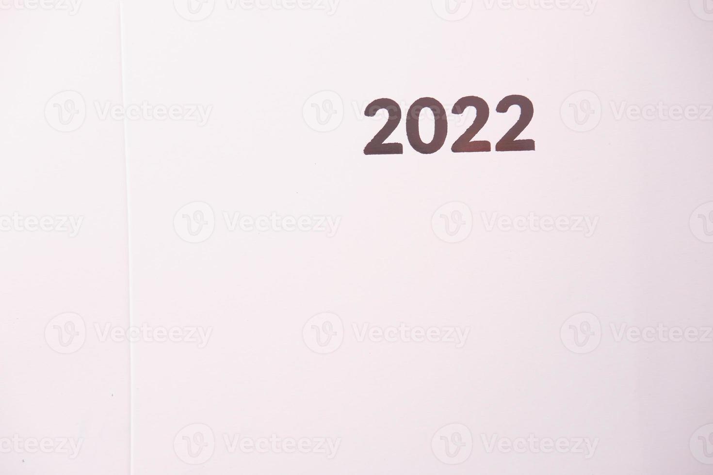 2022 Neujahrsdatum auf weißem Hintergrund foto